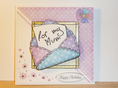 Patchwork Petals Quick Card with Decoupage by Angela Butters