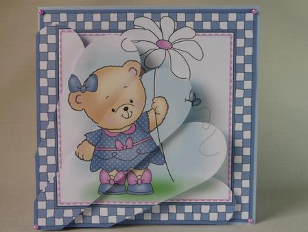 Rosie's Flower Quick Card with Fan Pyramage Topper by Angela Butters