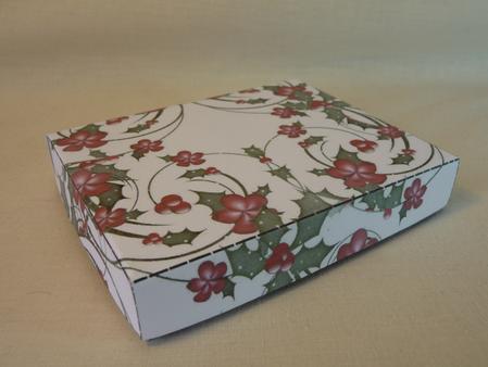 Holly and Poinsettias Christmas Gift Box with Lid by Angela Butters