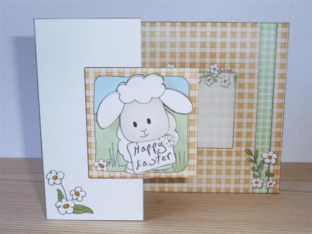 Baby Lamb Fold Back Card with Decoupage by Angela Butters