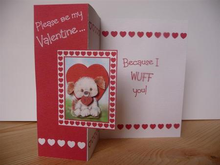 Because I Wuff You - Valentine Foldback Card by Angela Butters