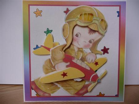 Ace Pilot - Boy's Card Front + Decoupage by Angela Butters