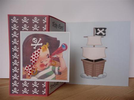 Ship Ahoy - Childrens Pirate Foldback Card by Angela Butters