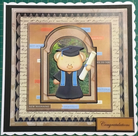 Graduation Bear 8x8 Card Mini Kit by Angela Riley