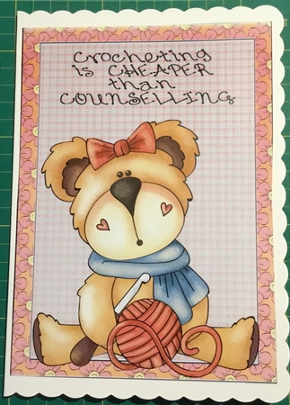 Crochet bear cut and fold card (English spelling) 4 by Angela Riley