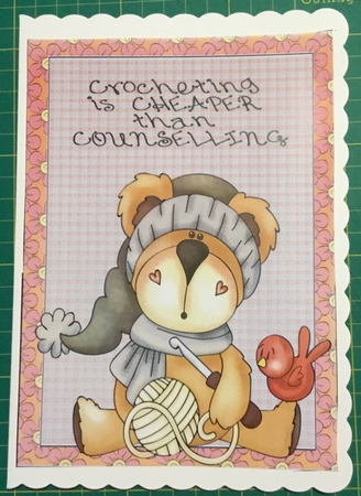 Crochet bear cut and fold card (English spelling) 5 by Angela Riley