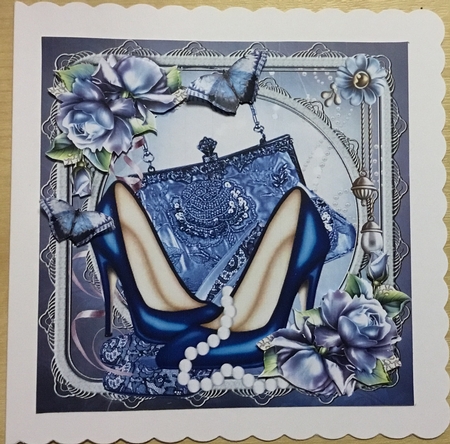 Beautiful Handbag, Shoes and roses birthday card by Angela Riley