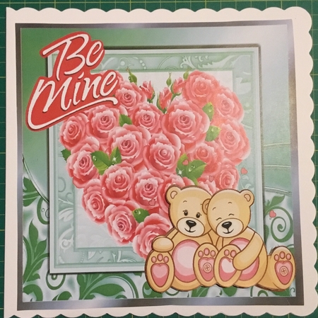A Heart of Pink Roses and cuddle teddy bears 8x8 by Angela Riley