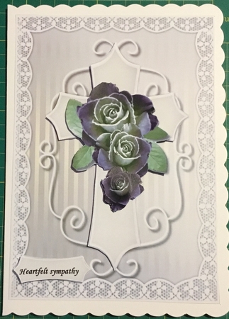 Sympathy A5 Cross & Roses Blue by Angela Riley
