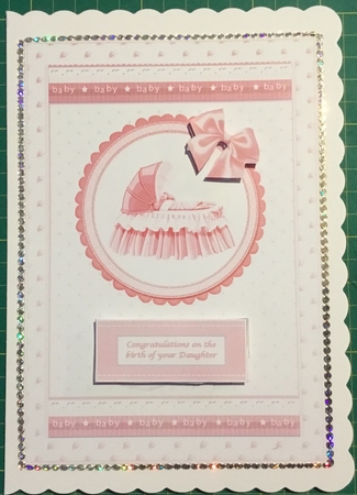 A5 new baby girl step by step card front by Angela Riley