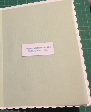 A5 new baby boy step by step card front by Angela Riley
