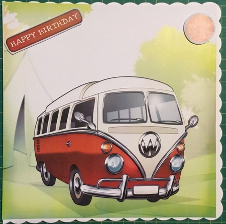 Camper Van Red 8x8 Quick Card by Angela Riley
