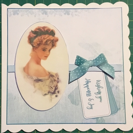 Vintage Lady Oval sheet Aqua by Angela Riley