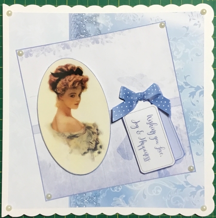 Vintage Lady Oval sheet Blue by Angela Riley