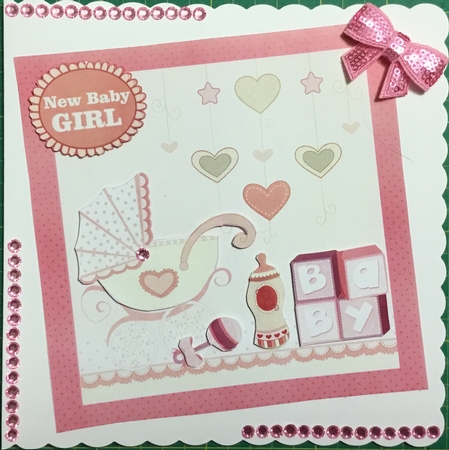 New baby girl card front by Angela Riley