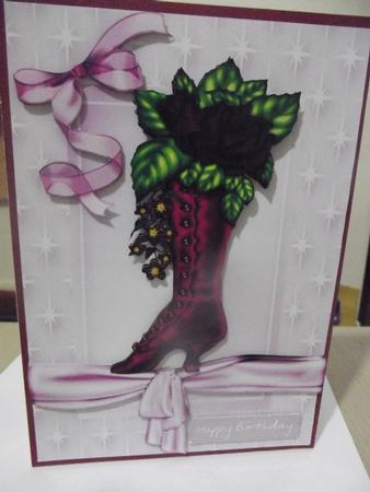 Victorian Boot with Red Roses in Star Frame by Angela Riley
