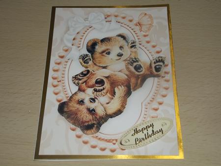 Cute Playful Teddy Bears in Bead Ornate Frame by Angela Riley