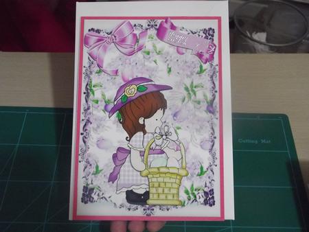 Pretty Little Lilac Easter Girl with Basket by Angela Riley