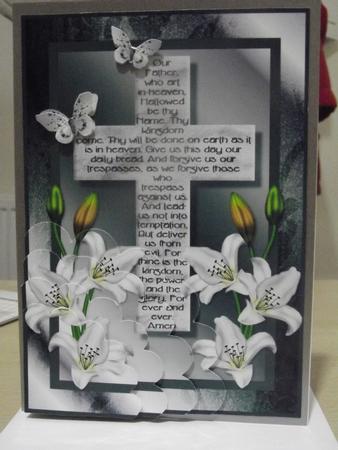 The Lord's Prayer on Cross 1 - Scalloped Pyramid Card by Angela Riley