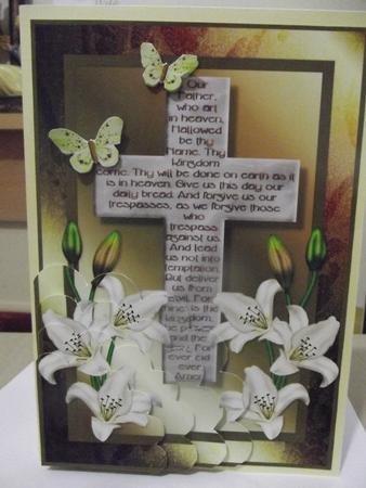 The Lord's Prayer on Cross 2 - Scalloped Pyramid Card by Angela Riley