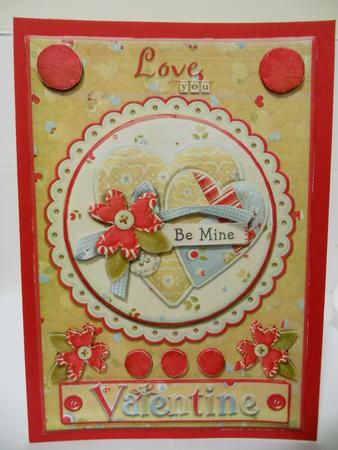 Love You Be Mine Valentine Hearts in Scallop Circle Frame by Angela Riley