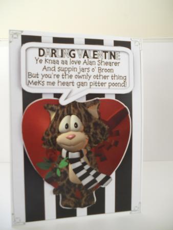 Geordie Valentine's Day Card with Cat by Angela Riley