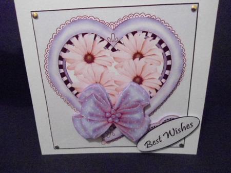 Pink and Mauve Sweet and Pretty 2 Card Toppers with 3D Bows Makes a Beautiful Card by Angela Riley