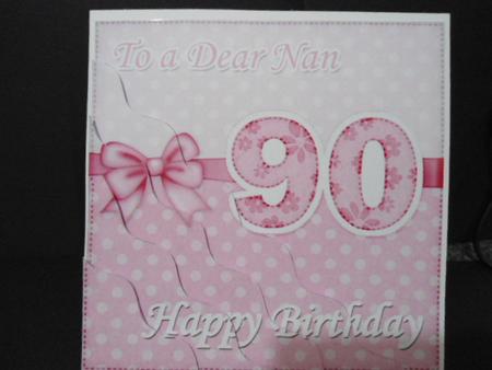 90th Birthday Nan Felties Wavy Corner Side Stacker Topper by Angela Riley