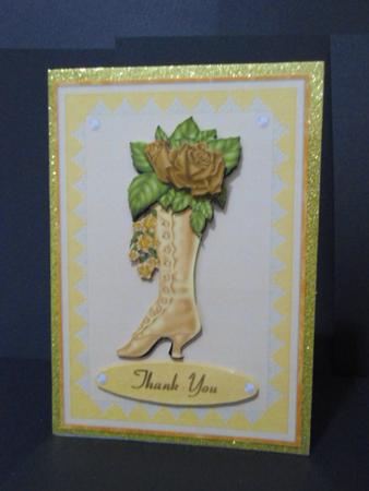 Pretty Vintage Ladies Boot in Lemon 1a - Card Front by Angela Riley
