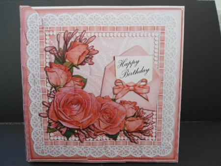 8 x 8 Birthday Roses Lace N Pearls Scalloped Corner Kit by Angela Riley