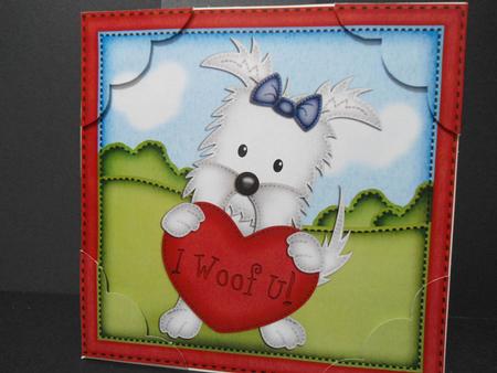 8 x 8 Jock the Westie's Heart Scalloped Corner Topper by Angela Riley