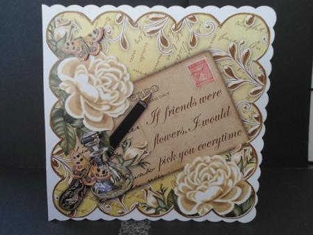 Cream Roses Lemon If Friends -  Postcard 8in Decoupage Topper by Angela Riley