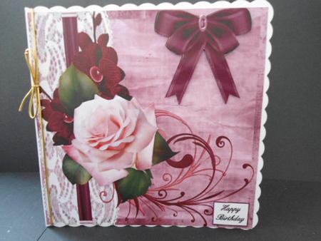 Pink Rose 8x8 Quick Card by Angela Riley