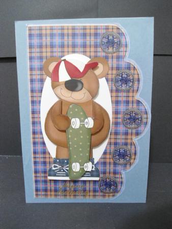 Skateboard Bear Scallope Edge Curve Card by Angela Riley