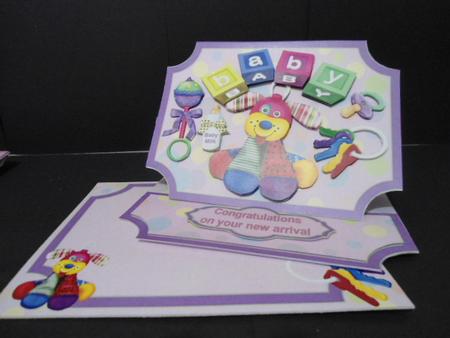 New Arrival Baby Decoupage Easel Card Kit by Angela Riley