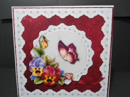 Pretty Pansies Square Card Front with Step by Step by Angela Riley