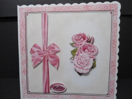 Pink Roses with a Bow by Angela Riley