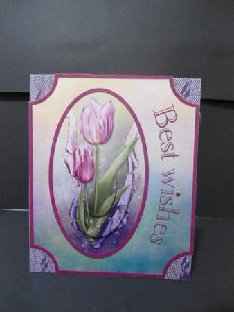 Tulip Best Wishes Card Front and Tags by Angela Riley