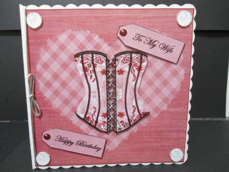 Pink Corset Square Card Front by Angela Riley