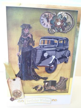 Vintage Steampunk Lady Oval Pyramid by Angela Riley