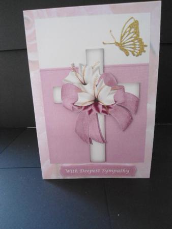 Sympathy or Easter Cross with Flowers and Ribbon by Angela Riley