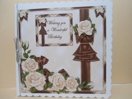 Ivory Roses with Brown Bow by Angela Riley