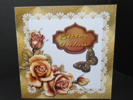 Sister Inlaw Copper Rose Card Front by Angela Riley