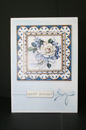 Wedding Rose Blue Anglaise 5in Card Base and Shaker Frame by Angela Riley