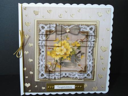 8 x 8 Metallic Romantic Hearts Plain Card Base by Angela Riley