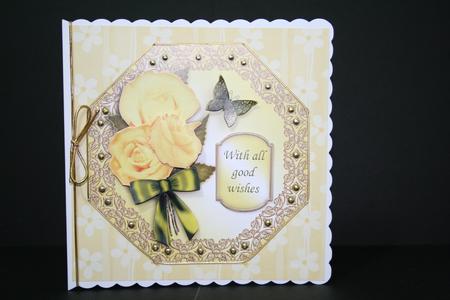 Yellow Roses Octagonal Decoupage Card by Angela Riley