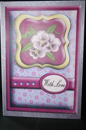 Purple Pansy Card Topper by Angela Riley