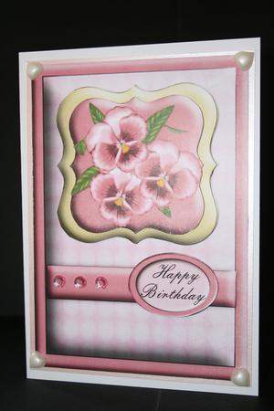 Pink Pansy Card Topper by Angela Riley