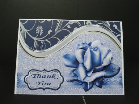 Thank You Winter Rose Card Front by Angela Riley