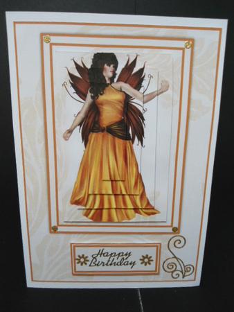 Beautiful Fairy in Shades of Gold & Brown Card Front Kit by Angela Riley